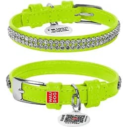 Нашийник для собак Waudog Glamour шкіряний з QR паспортом, з прикрасою Полотно стрази, XS, Ш 9 мм, Дов 18-21 см (4823089318820)