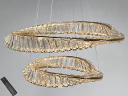 Светодиодная люстра подвесная 2 кольца золото 86 Вт