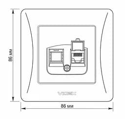 Розетка Videx Binera CAT6 одинарна комп'ютерна срібний шовк (VF-BNSK1PC6-SS) - мініатюра 5