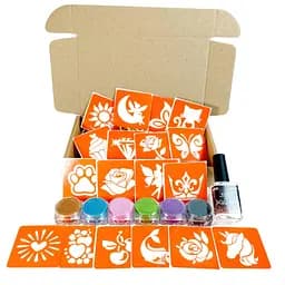 Набор для био-тату "Для девочек #4 - глиттер" Fresh Tattoo set-girls-4-glitter 18 трафаретов