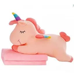 Детский набор Единорог плед розовый мягкая игрушка 60 см с пледом 1,00 x 1,70 м
