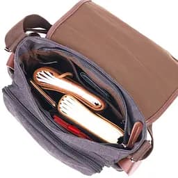 Горизонтальна чоловіча сумка з текстильним клапаном 17х24х13 см Vintage 17х24х13 см sum0021438 - мініатюра 5