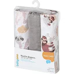 Пелюшки BabyOno муслинові бавовняні 70х70 см 3 шт. сірі (348/10) - мініатюра 4