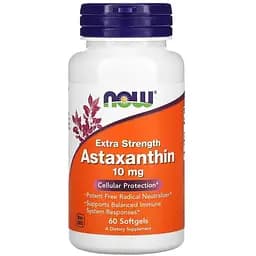 Натуральна добавка Now Astaxanthin 10 mg 60 капсул