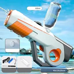Водяний акумуляторний автомат Water Gun 8002C (600ml) with lithium battery White / Orange - мініатюра 2