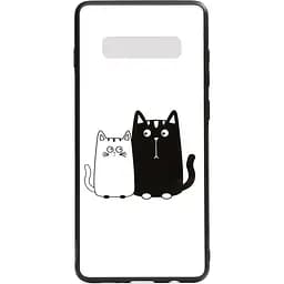 Чохол-накладка Toto Cartoon Print Glass Case Samsung Galaxy S10 Cats White/Black
