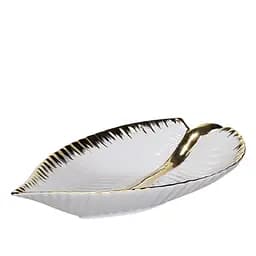 Блюдо декоративное Перо 40 см для сервировки фруктов и десертов Золотистый Yiwu WH046