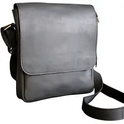 Чоловіча шкіряна сумка через плече GS 28 x 24 x 5 см чорна (ЛА 002 черн) 240
