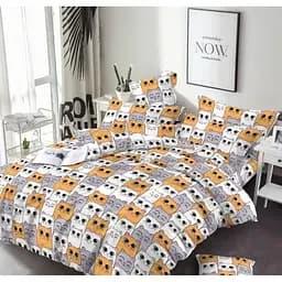 Комплект постельного белья Mirson Ranforce Elite 17-0636 Кот батон Оранжевый 110х140 см (2200009376641)