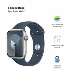 Силіконовий ремінець на смарт-годинник для Apple Watch 38,40,41,42 mm, Sport Band (3 Straps), storm blue, зі зручною застібкою, для годинника епл вотч, спортивний, ArmorStandart (ARM74259) - мініатюра 2