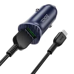 АЗП Hoco Z39 Farsighted dual port QC3.0 Car charger set ( Micro ) Blue