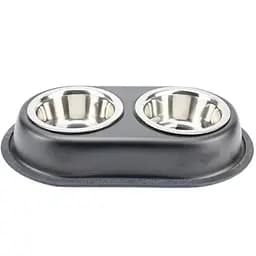 Двойная миска для котов и собак Agility металлическая 180 мл 11 см 2 шт. в ассортименте