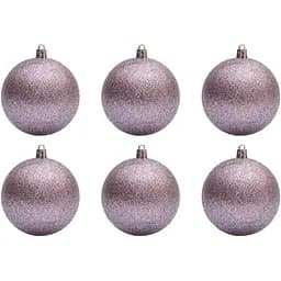 Набір ялинкових куль Linhai 6 шт D8 см ліловий гліттер пластик (891329)