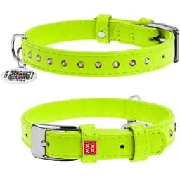 Нашийник для собак Waudog Glamour шкіряний з QR паспортом, з клейовими стразами, XS, Ш 15 мм, Дов 27-36 см (4823089306933)