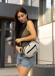 Сумка через плечо женская бананка Sambag Flex серая 30×17×10 см (85351030)