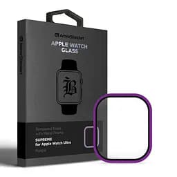 Захисне скло 3D для Apple Watch Ultra 49 мм, Purple, Supreme BI Metal Frame, з металевою рамкою, прозоре, повноекранне, олеофобне покриття, простий монтаж, не залишає слідів, ArmorStandart (ARM78301)