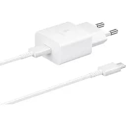 Зарядний пристрій Samsung 15Вт USB-С, кабель USB-C USB-C, 1м, білий (EP-T1510XWEGEU)