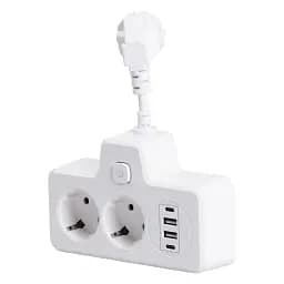 Мережевий фільтр-розгалужувач Yiwu HP-5-17 SNAILS BKL-502 EU на 2 розетки LED 4 USB білий  - мініатюра 3