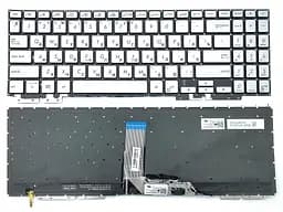 Клавіатура для ASUS ZenBook UX562FA, UX562FAC, UX562FD, UX562FDX (RU Silver без рамки з підсвічуванням). Оригінал