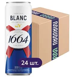 Упаковка пива Kronenbourg 1664 Blanc светлое 4.8% 7.92 л (0.33 л х 24 шт.) ж/б