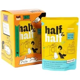 Набор влажных кормов Super Cat Half&Half «5+1» для взрослых кошек, кусочки с лососем в желе, паучи, 6 шт*100 г