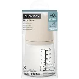 Пляшечка для годування Suavinex Zero антиколікова 180 мл повільний потік бежева (308413) - мініатюра 3
