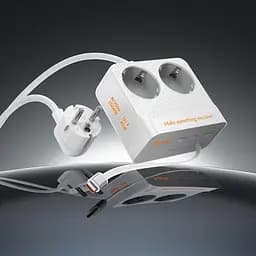 Мережевий зарядний пристрій подовжувач Hoco AC28 USB/3 Type-C PD 45W 2 розетки 2m білий - мініатюра 7