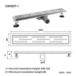 Душовий канал Gappo G85007-1 70x500 мм нержавіюча сталь - мініатюра 7