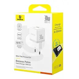 Мережевий зарядний пристрій Baseus Palm Fast Charger C+U 30W EU Білий - мініатюра 2