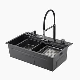 Кухонная мойка Gappo GS7547-19 + смеситель + сифон + колландер + дозатор + омыватель стаканов