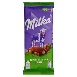 Шоколад молочний Milka з цілим лісовим горіхом 90 г (609673)