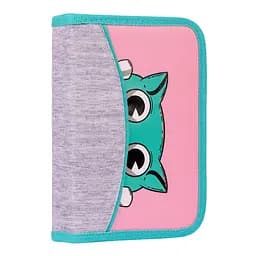 Школьный пенал твердый 1Вересня одинарный без клапана HP-02 Best Friend, розовый/серый