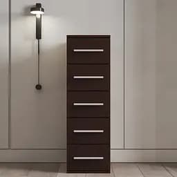 Комод Flamecame на 5 ящиков узкий из ДСП K-05 Венге темний