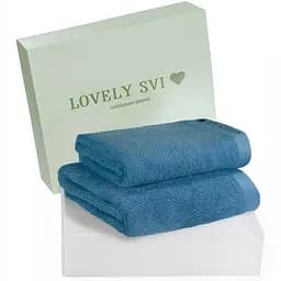 Набір 2 жакардові рушники в коробці Lovely Svi  70 х 140 см і 50 х 90 см Синій (130226)