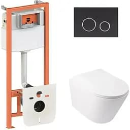 Набір Q-tap Nest 4 в 1 підвісний унітаз Swan Ultra Quiet 485x360x320 + комплект інсталяції QT16335179W45150