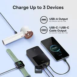 Зовнішній акумулятор Baseus EnerFill FC51 Bipow2 Pro 20000mAh with Built-in USB-C Cable E0027701 - мініатюра 9
