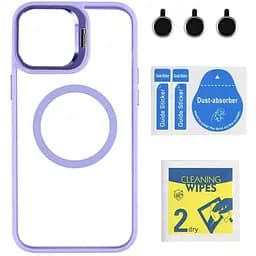 Чохол із підставкою MagSafe TPU PC Metal Stand Case and Camera Lenses Apple iPhone 13 Pro Max Purple