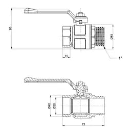 Кран кульовий Icma 1" прямий №352 (87352AF11) - мініатюра 3