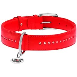 Нашийниек для собак Waudog Glamour, шкіряний з QR паспортом і стразами, XL (46 - 60 см), червоний