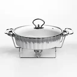 Мармитница фарфоровая Yiwu 1 л на подставке с подогревом 31х19х13 см мармит на подставке для первых блюд MH739-S