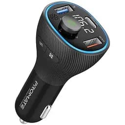FM модулятор Promate PowerTune 38w USB-A OTG/USB-A QC3.0/USB-C PD Black (powertune-38w.black)
