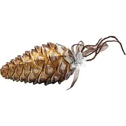 Ялинкова іграшка Шишка Linhai 18х10 см коричневий пластик декоративна новорічна фігурка ( 032273)