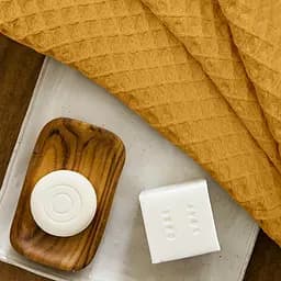 Рушник вафельний Cosas Greek Waffle Curcuma 75x75 см, золотистий - мініатюра 3