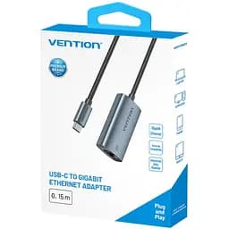 Перехідник USB 3.1 Type-C --> Ethernet RJ45 1000Mb чорний Aluminum Alloy Type Vention - мініатюра 5
