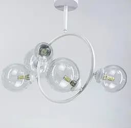 Потолочная люстра в форме белого кольца с прозрачными плафонами Bubble Line.F H 069/5 WT