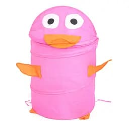Кошик для іграшок Рожева Качечка M 1039Pink діаметр 37 см, висота 47/57 см, з кришкою