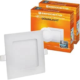 Світильник точковий врізний Євросвітло 6Вт квадрат LED-S-120-6 6400К 2 шт. (56839)