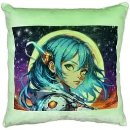 Подушка плюшевая Аниме, девушка в мире искусства Strateg 60732 Зеленый