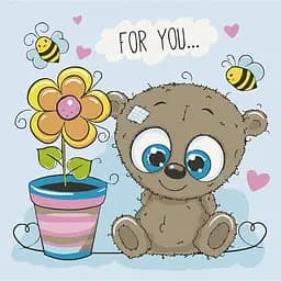 Картина за номерами ArtCraft Ведмежа з квіткою 30x30 см (15513-AC)