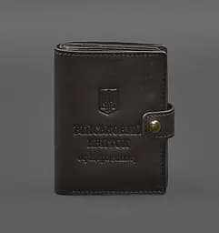 Кожаная обложка-портмоне для военного билета офицера запаса (узкий документ) Темно-коричневая